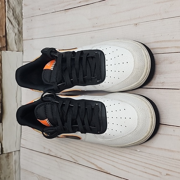 White Black and Orange Nike Air Force 1 - Picture 2 of 7